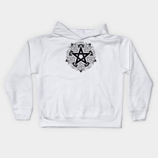 Black Pentagram with Roses Kids Hoodie